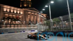 Lando Norris breaks front wing after pit collision during Singapore GP practice